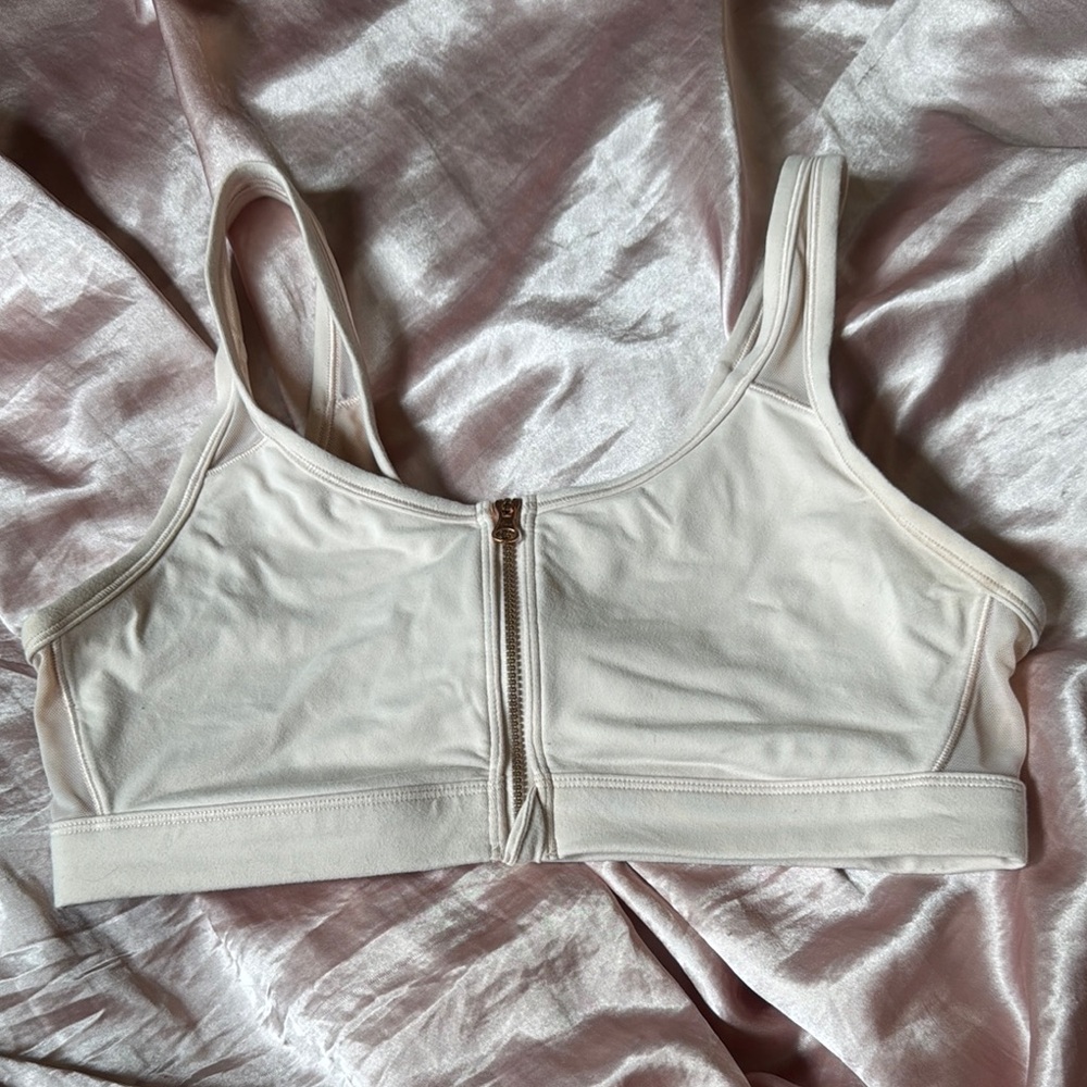Offline by aerie Women's Cream Zipper Front Bralette Large